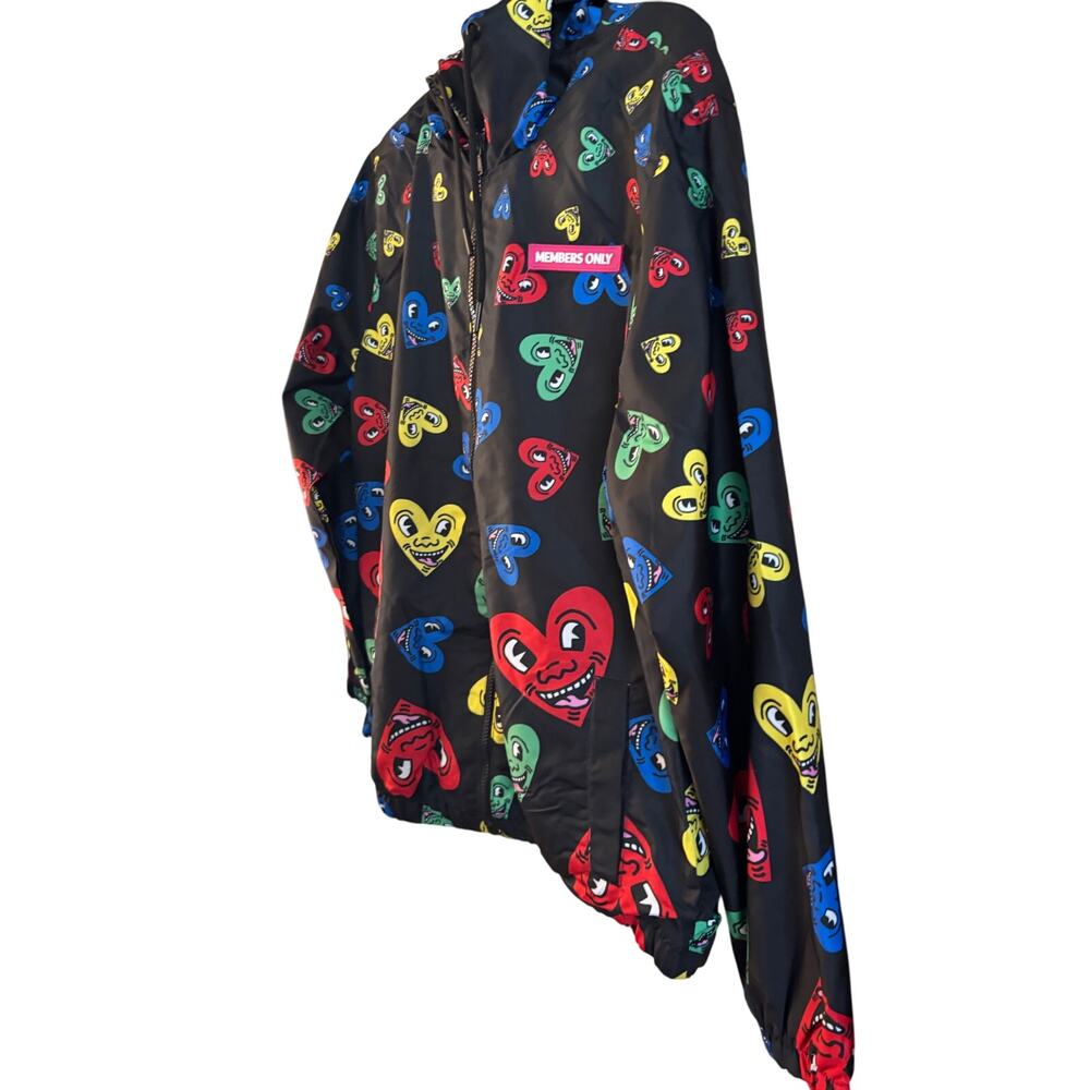 Keith Haring Members Only Jacket Windbreaker Large M Pop Art Hearts Apparel NWT - Picture 1 of 6